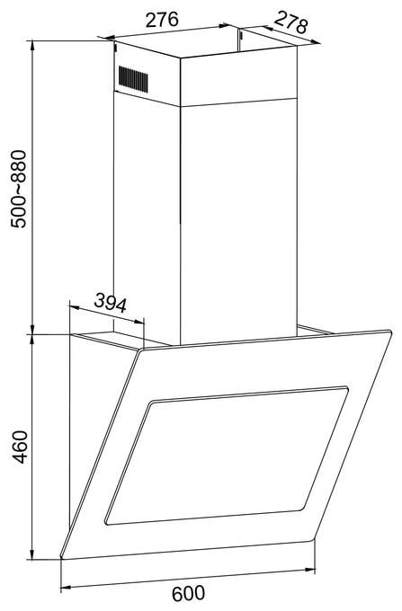 Abluft Dunstabzugshaube/Esse 60 cm (Schwarz) KHF665651S 