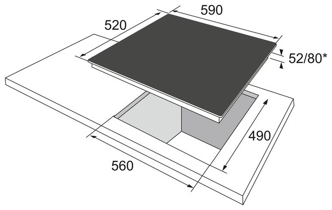 59 cm Gaskochfeld Kochfeld/Herdplatte 4 Zone(n) KMG734000E autarkes 