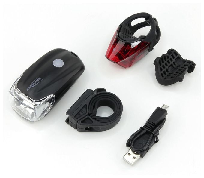 Heckbeleuchtung + Frontbeleuchtung (Set) 1600-0254 Fahrradlicht Set LED wiederaufladbar 