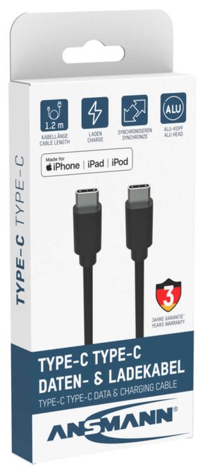 5 Gbit/s Stecker USB C auf USB C 0,12 m  1700-0121 (Schwarz) 