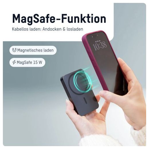 5000 mAh Powerbank USB Typ-C Kabelloses Laden  1700-0198 (Anthrazit) 