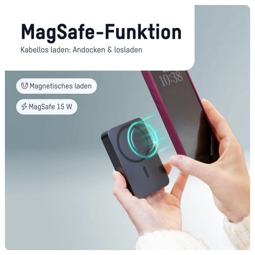 10000 mAh Powerbank USB Typ-C Kabelloses Laden  1700-0199 (Anthrazit) 