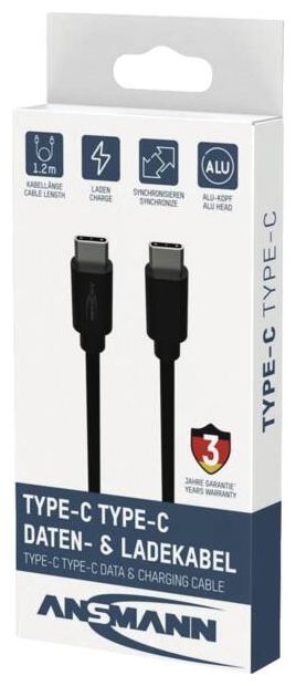 480 Gbit/s Stecker USB C auf USB C 0,6 m  1700-0206 (Schwarz) 