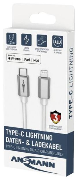 Stecker Lightning auf USB C 1,2 m  1700-0209 (Weiß) 