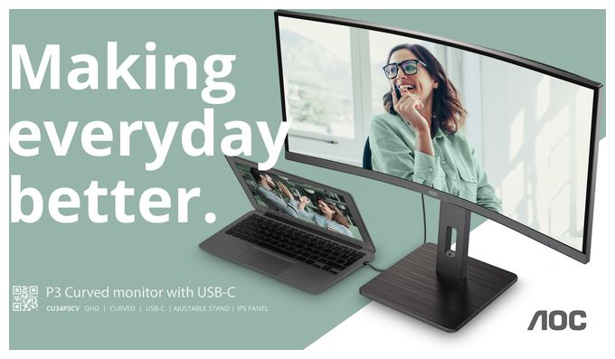 Quad HD Monitor 86,4 cm (34 Zoll) 21:9 4 ms 300 cd/m²  CU34P3CV (Schwarz) 