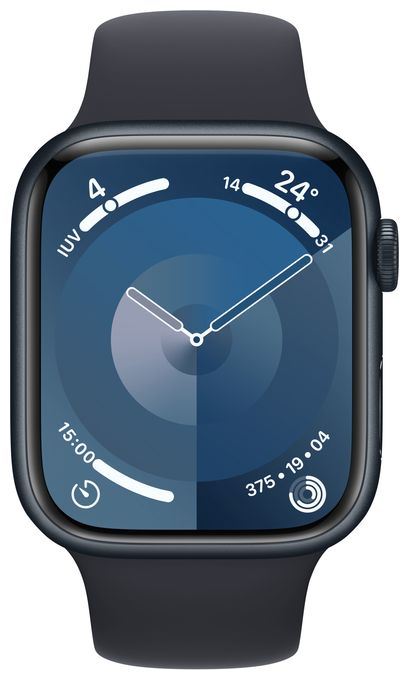 Digital 45 mm M/L Smartwatch Rechteckig IP6X 36 h 4G  Watch Series 9 (Schwarz) 