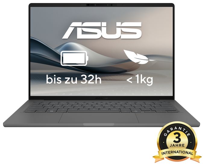 WUXGA Notebook 35,6 cm (14 Zoll) 1920 x 1200 Pixel 1 TB SSD Windows 11 Home Qualcomm Snapdragon max. 2,97 GHz  Zenbook A14 UX3407QA-QD496W Copilot+ (Grau) 
