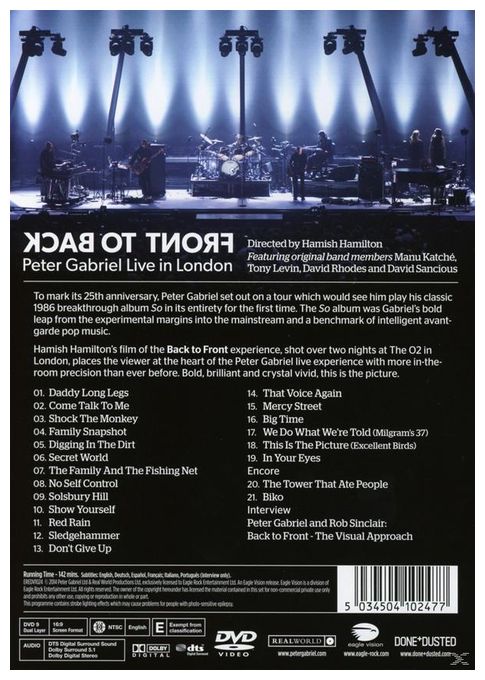 Peter Gabriel - Back To Front-Live In London (DVD) 