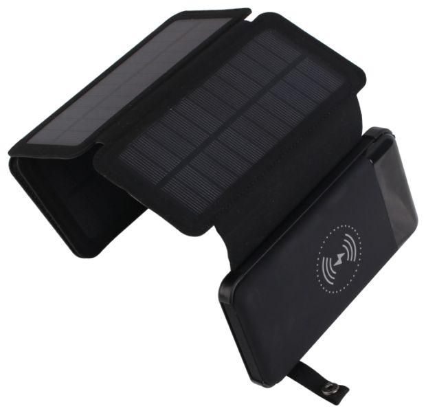 10000 mAh Powerbank Micro-USB + USB Type-C Kabelloses Laden  Solar 10 (Schwarz) 