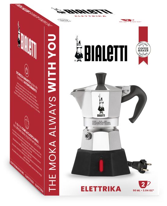 2 Tassen Filterkaffeemaschine 0,09 l  Moka Elettrika (Aluminium, Schwarz) 