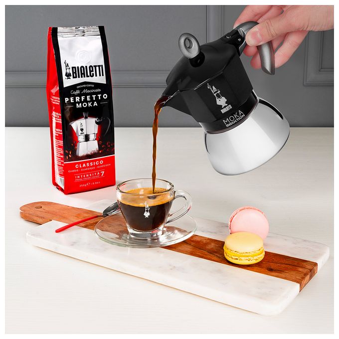 4 Tassen Filterkaffeemaschine  Moka Induction Espressokocher (Schwarz) 