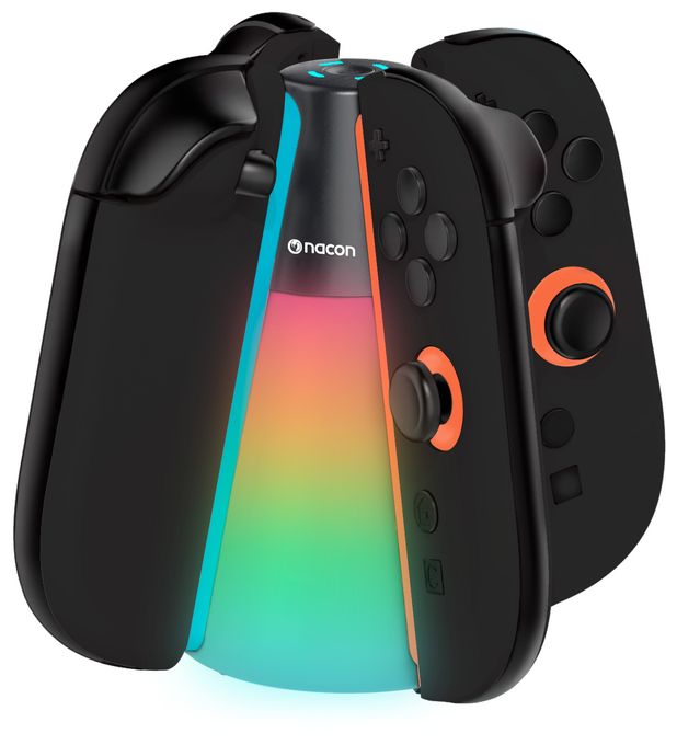 Ladestation Nintendo Switch 2  Quadlight RGB Charger für 4 Joy-Con Controller (Mehrfarbig) 
