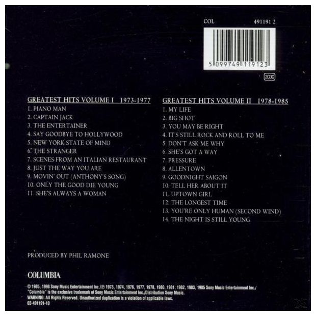 Billy Joel - Greatest Hits Volume I & Vol.2 