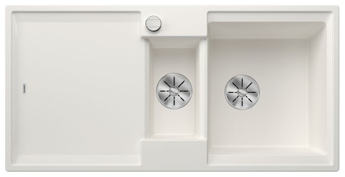 Silgranit 2 Becken  ADIRA 6 S Einbauspüle für 60 cm Unterschrank (Weiß) 