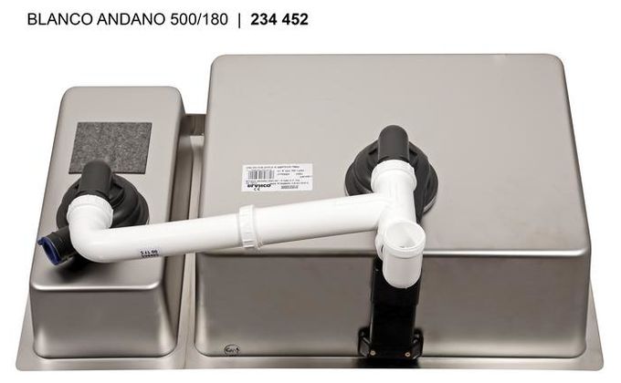Edelstahl  ANDANO 500/180-U Unterbauspüle für 80 cm Unterschrank (Edelstahl) 