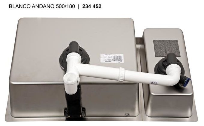 Edelstahl  ANDANO 500/180-U Unterbauspüle für 80 cm Unterschrank (Edelstahl) 
