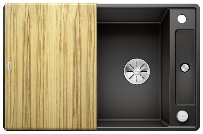 Silgranit 2 Becken  AXIA III 45 S-F Flächenbündige Spüle für 45 cm Unterschrank (Schwarz) 
