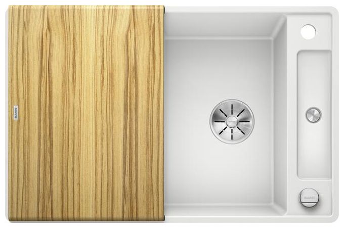Silgranit 2 Becken  AXIA III 45 S-F mit Ablauffernbedienung Flächenbündige Spüle für 45 cm Unterschrank (Weiß) 