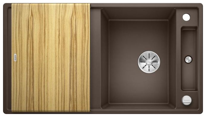Silgranit 2 Becken  AXIA III 5 S mit Ablauffernbedienung Einbauspüle für 50 cm Unterschrank (Braun) 