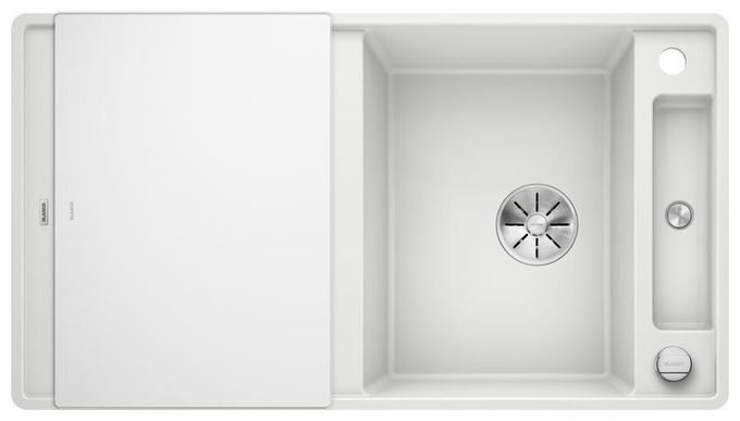 Silgranit 2 Becken  AXIA III 5 S-F mit Ablauffernbedienung Flächenbündige Spüle für 50 cm Unterschrank (Weiß) 