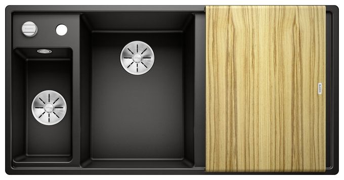 Silgranit 2 Becken  AXIA III 6 S Einbauspüle für 60 cm Unterschrank (Schwarz) 