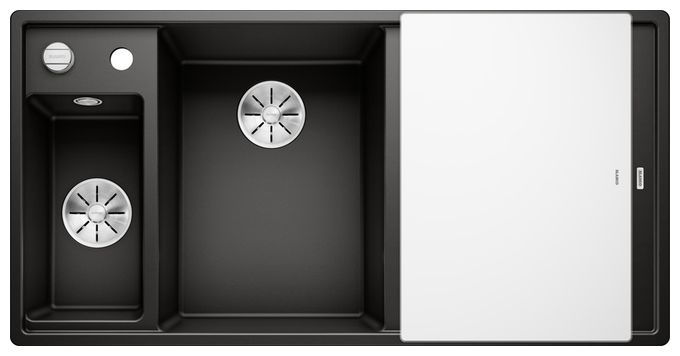 Silgranit 2 Becken  AXIA III 6 S Einbauspüle für 60 cm Unterschrank (Schwarz) 
