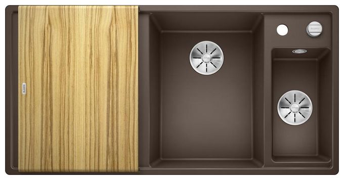 Silgranit 2 Becken  AXIA III 6 S mit Ablauffernbedienung Einbauspüle für 60 cm Unterschrank (Braun) 