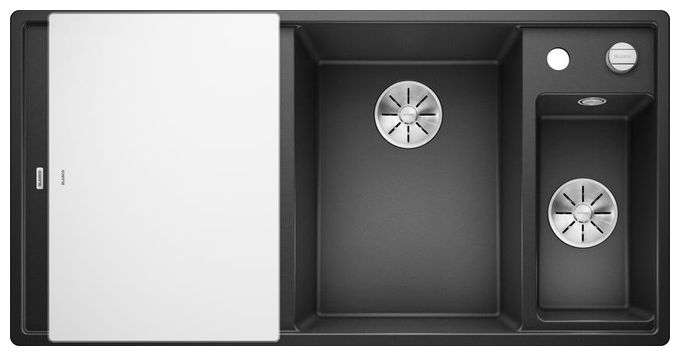Silgranit 2 Becken  AXIA III 6 S mit Ablauffernbedienung Einbauspüle für 60 cm Unterschrank (Anthrazit) 