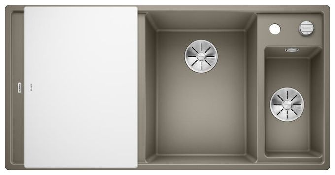 Silgranit 2 Becken  AXIA III 6 S mit Ablauffernbedienung Einbauspüle für 60 cm Unterschrank (Beige) 