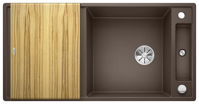 Silgranit 2 Becken  AXIA III XL 6 S mit Ablauffernbedienung Einbauspüle für 60 cm Unterschrank (Braun) 