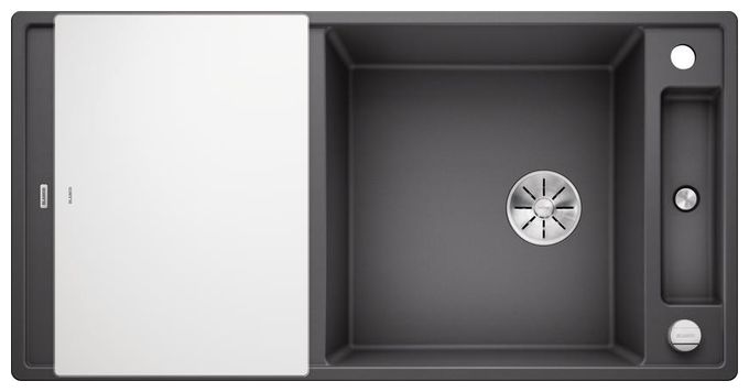 Silgranit 2 Becken  AXIA III XL 6 S mit Ablauffernbedienung Einbauspüle für 60 cm Unterschrank (Grau) 