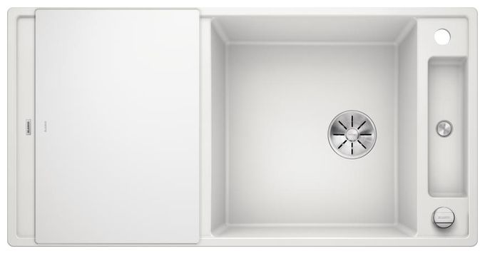 Silgranit 2 Becken  AXIA III XL 6 S mit Ablauffernbedienung Einbauspüle für 60 cm Unterschrank (Weiß) 
