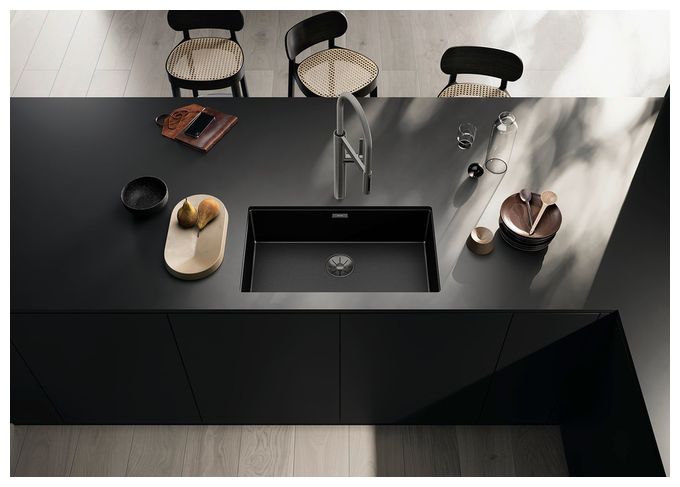 Edelstahl 1 Becken  CLARON 700-U Dark Steel Edition Unterbauspüle für 80 cm Unterschrank (Schwarz) 