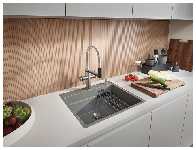 Silgranit 1 Becken  ETAGON 6-F Flächenbündige Spüle für 60 cm Unterschrank (Grau) 