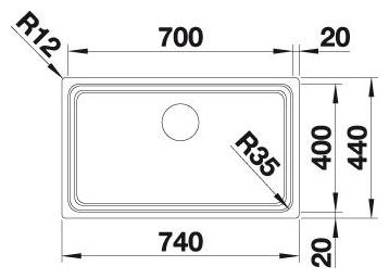 Edelstahl 1 Becken  ETAGON 700-U Unterbauspüle für 80 cm Unterschrank (Edelstahl) 