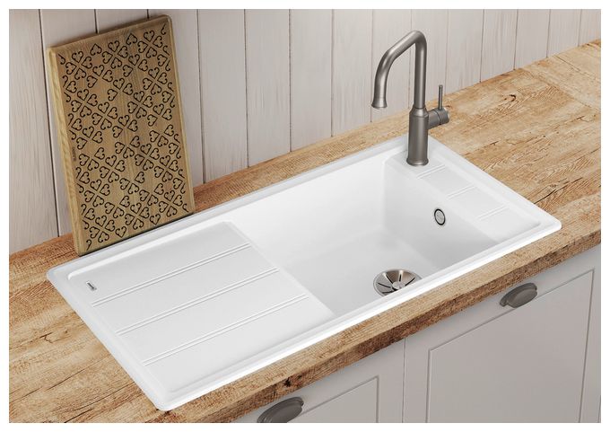 Silgranit 1 Becken  FARON XL 6 S Einbauspüle für 60 cm Unterschrank (Weiß) 