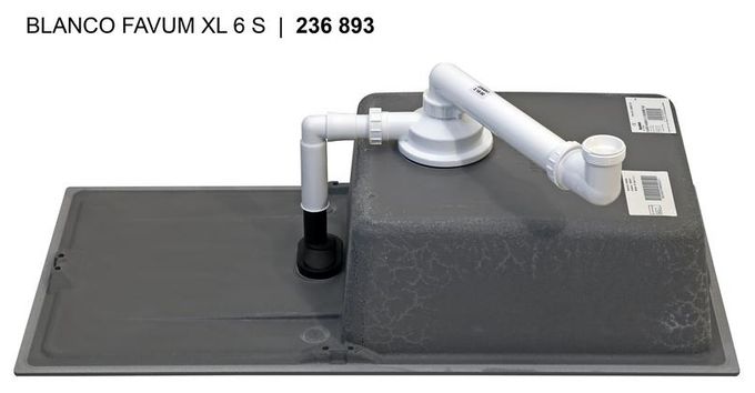 Silgranit 2 Becken  FAVUM XL 6 S Einbauspüle für 60 cm Unterschrank (Weiß) 