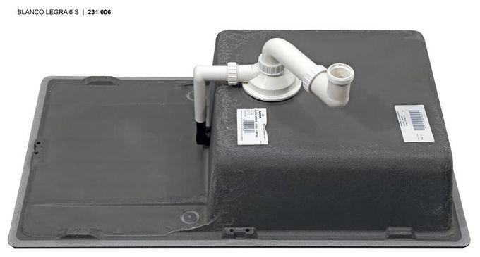 LEGRA XL 6 S, SILGRANIT, weiß, ohne Ablauffernbedienung, reversibel, 600 mm Untermaß 