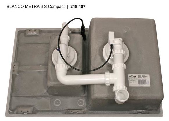 METRA 6 S Compact, SILGRANIT, schwarz, mit Ablauffernbedienung, reversibel, 600 mm Untermaß 