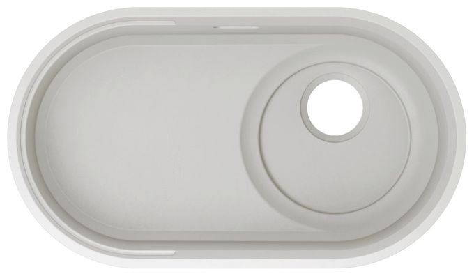 Granit 1 Becken  OOVALON 700-IF Flächenbündige Spüle für 80 cm Unterschrank (Weiß) 