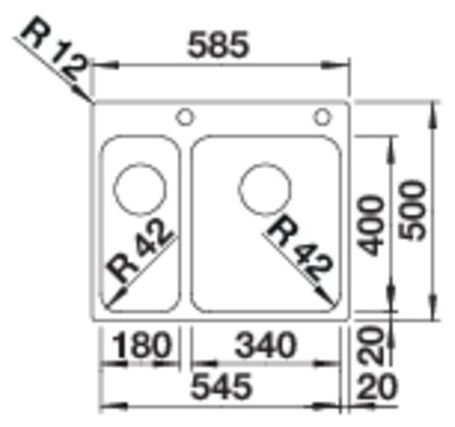 SOLIS 340/180-IF/A, Edelstahl Bürstfinish, mit Ablauffernbedienung, ohne Zubehör, Becken rechts, 600 mm Untermaß 