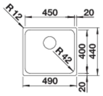 Edelstahl 1 Becken  SOLIS 450-U Unterbauspüle für 50 cm Unterschrank (Edelstahl) 