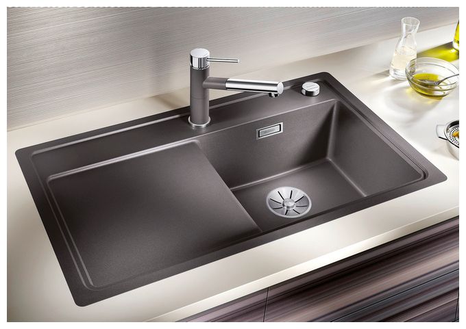 Silgranit 1 Becken  ZENAR 45 S-F Flächenbündige Spüle für 45 cm Unterschrank (Grau) 
