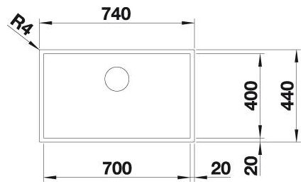 Edelstahl 1 Becken  ZEROX 700-U Unterbauspüle für 80 cm Unterschrank (Edelstahl) 