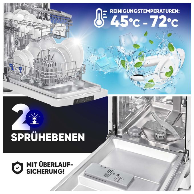 45 cm Geschirrspüler freistehend Leise 10 Maßgedecke GSP7418 