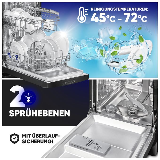 45 cm Geschirrspüler freistehend Leise 10 Maßgedecke GSP7418 