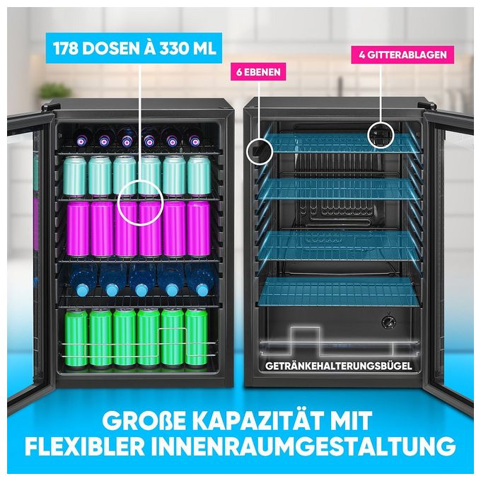 115 l / 115 l Tischkühlschrank EEK: E 66 kWh Jahr  KSG7290 (Schwarz) 