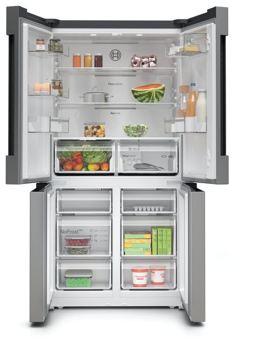 Side-by-Side Kühl-/ Gefrierkombination French Door 405 l / 200 l 333 kWh NoFrost 1830 mm x 905 mm  Serie 4 KFN96VPEA (Edelstahl) 