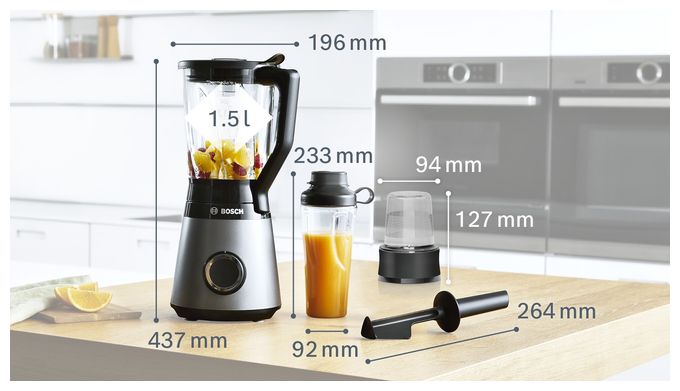 1,5 l Standmixer 2 Geschwindigkeiten 1200 W  Serie 4 MMB6177S VitaPower (Schwarz, Silber) 
