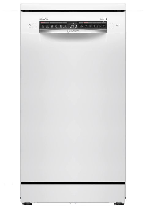 45 cm Geschirrspüler freistehend leise 10 Maßgedecke aquaStop Funktion Wärmetauscher (Weiß) Serie 4 SPS4HMW13E 